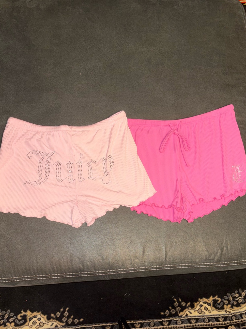 Juicy Couture Light Pink & Hot Pink Ribbed Sleep Shorts Set